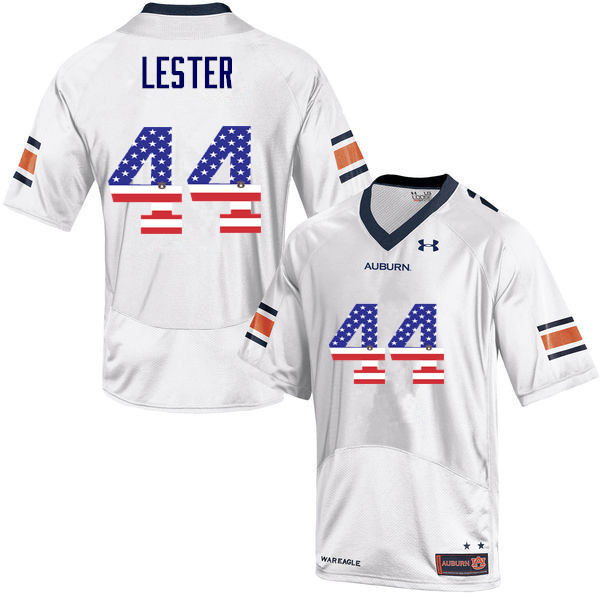 Men #44 Raymond Lester Auburn Tigers USA Flag Fashion College Football Jerseys-White - Click Image to Close